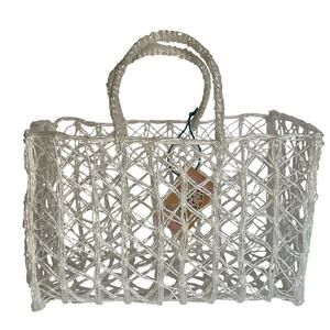 Mexican Clear Woven Tote Bag Biodegradable Plastic Artisan Market Handbag